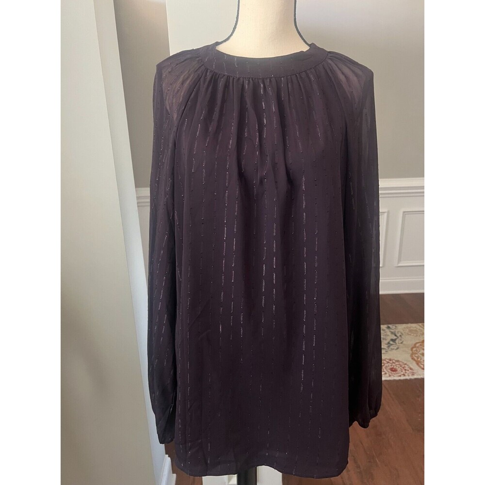 Bloomchic Chiffon Blouse w/Back Ties Dark Burgundy Sz 22-24 NWT
